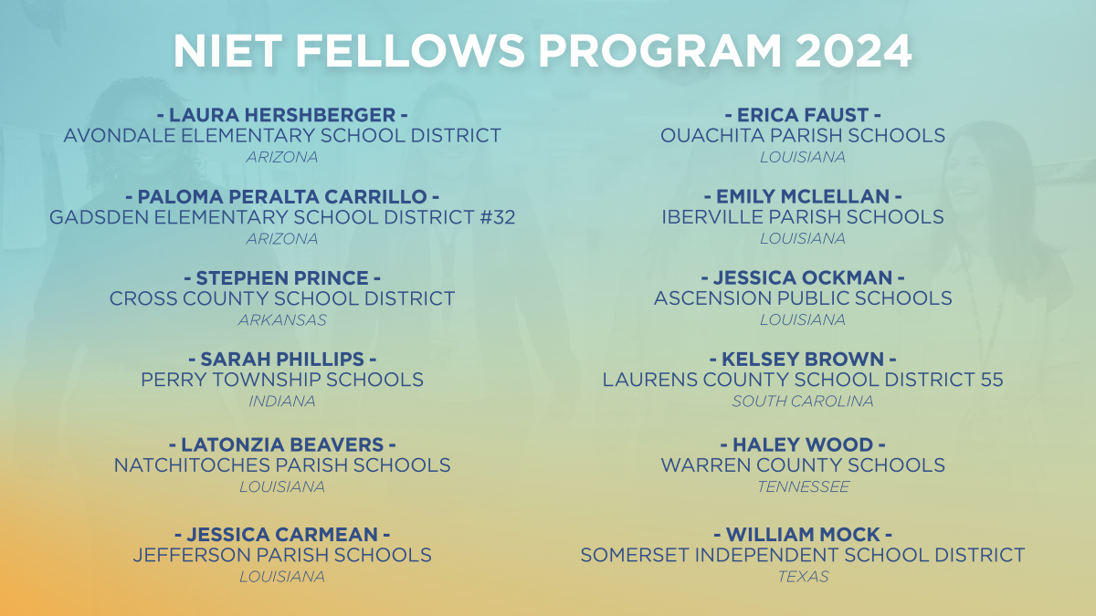 12 Educators Selected to Receive $10,000 in Launch of the National Institute for Excellence in Teaching’s 2024 Fellows Program